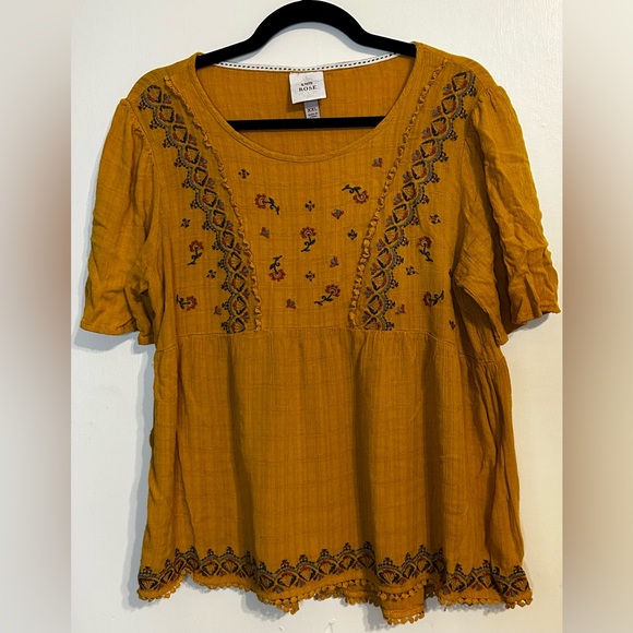 Knox Rose Mustard Embroidered Blouse - Picture 1 of 4
